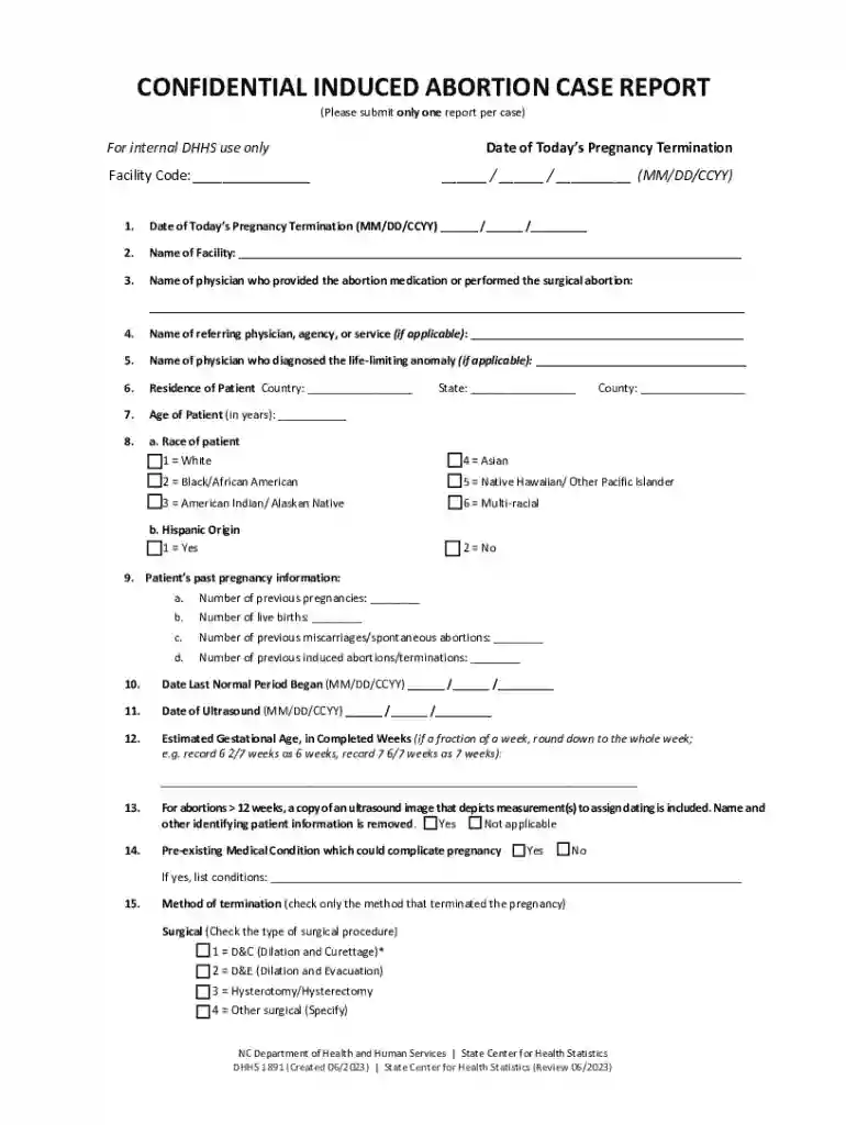 confidential induced abortion case report nc dhhs Preview on Page 1