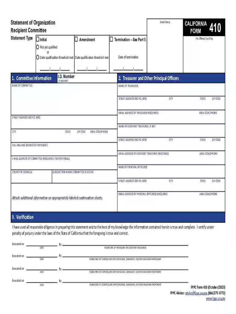 statement-of-organization-form-410 Preview on Page 1