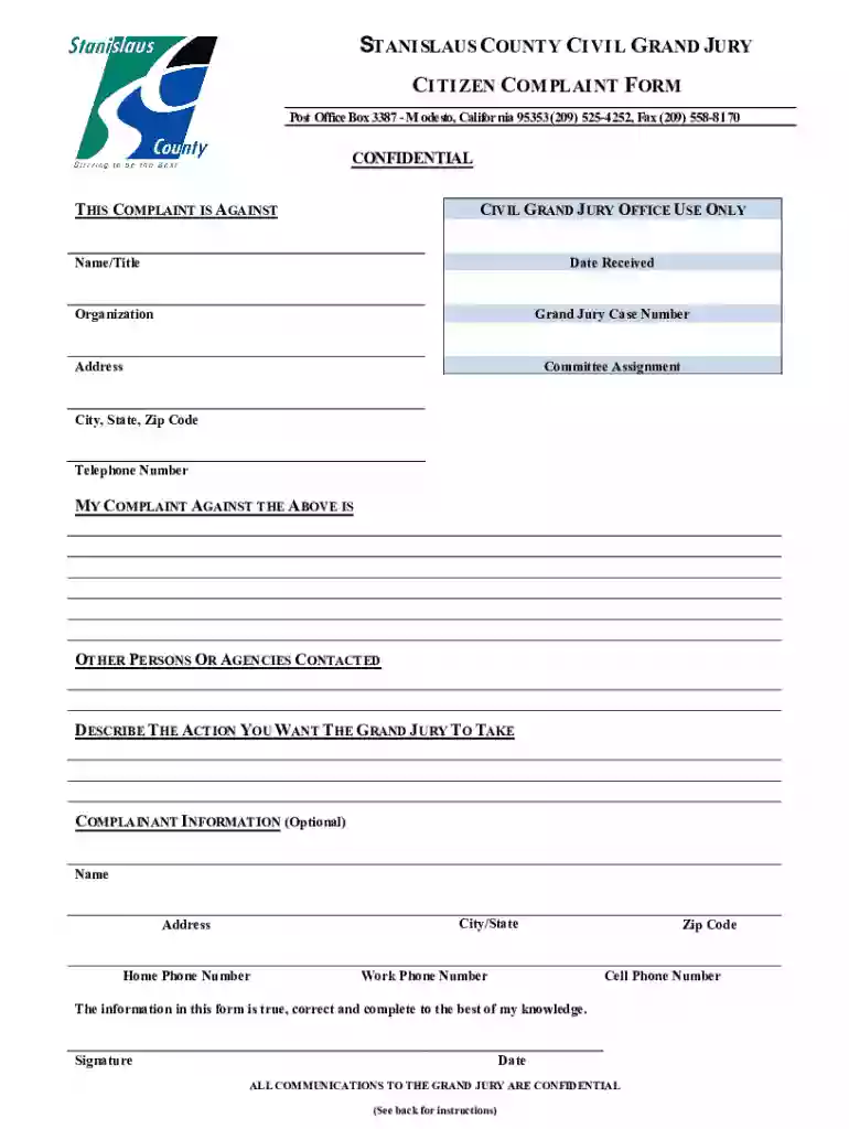 grand jury citizen complaint form Preview on Page 1