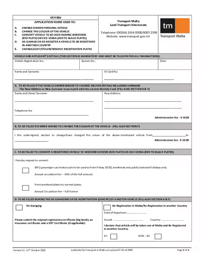 veh 46 - application form Preview on Page 1