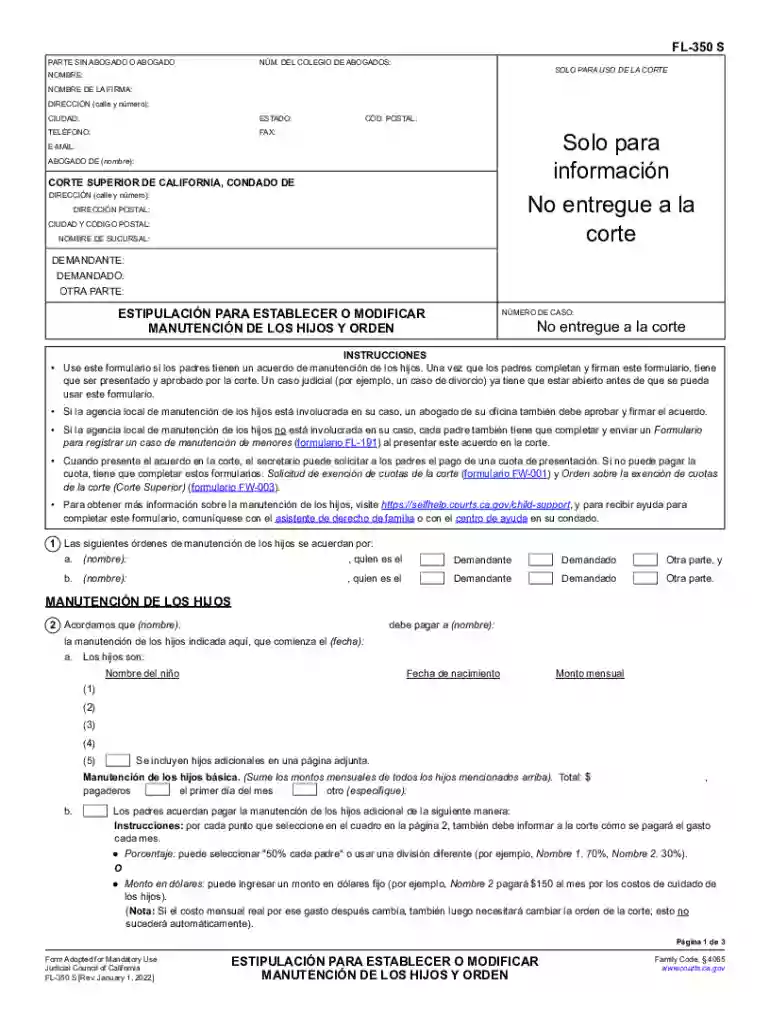 fl 350 establish form Preview on Page 1