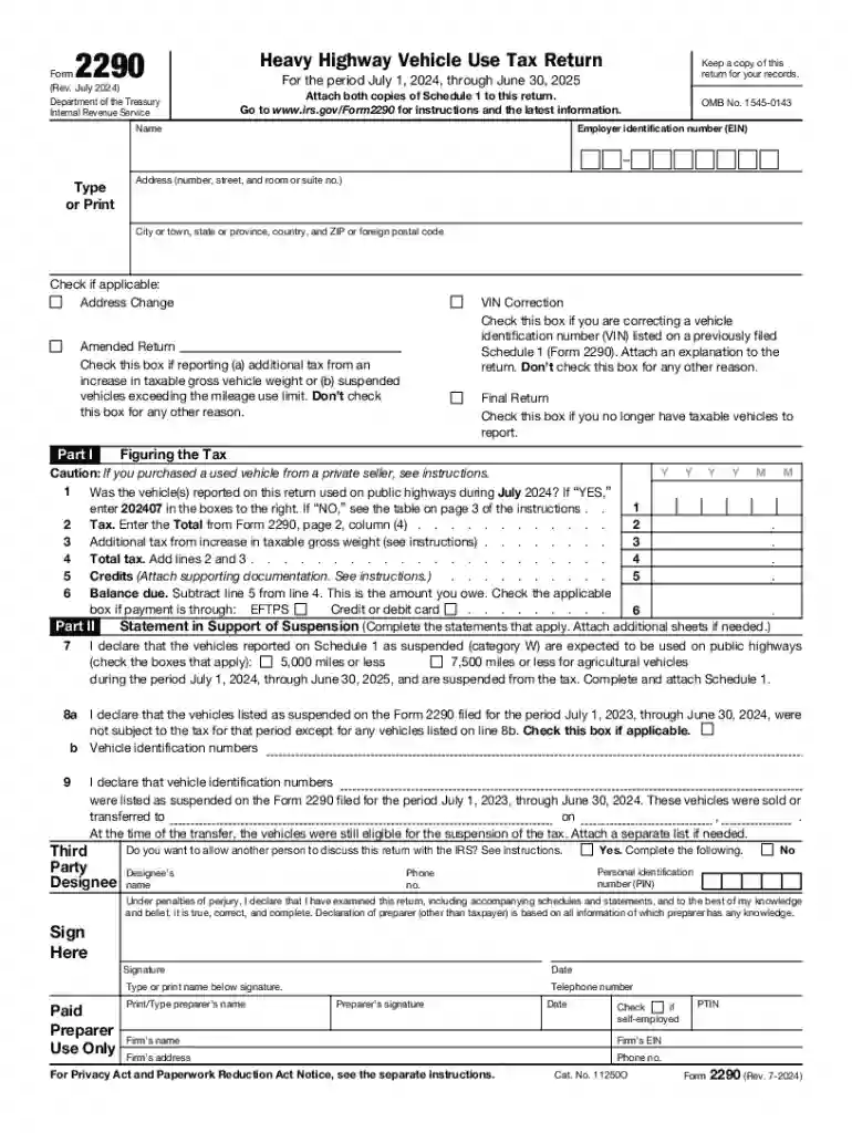 2290 form Preview on Page 1