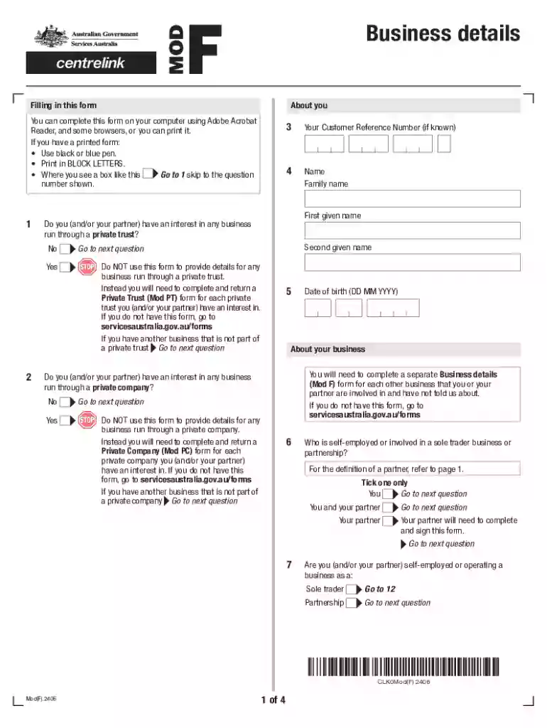 Business Details Form Preview on Page 1