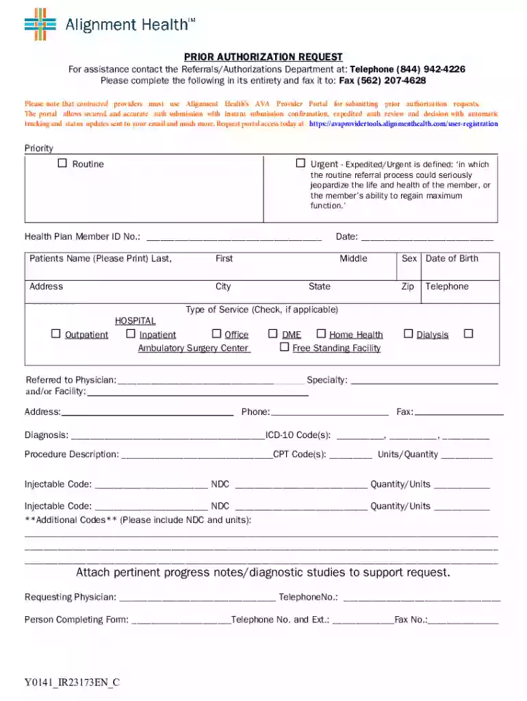 2024Prior Authorization Request FormEnglish Accessible PDF Preview on Page 1