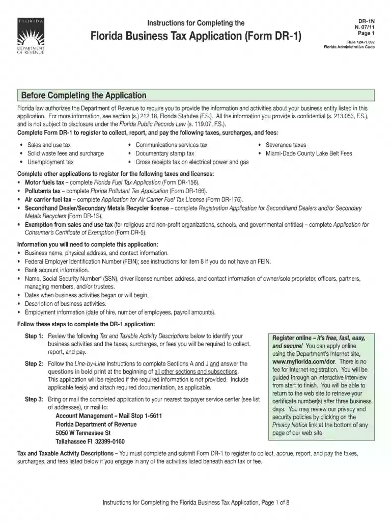 florida business tax application login Preview on Page 1