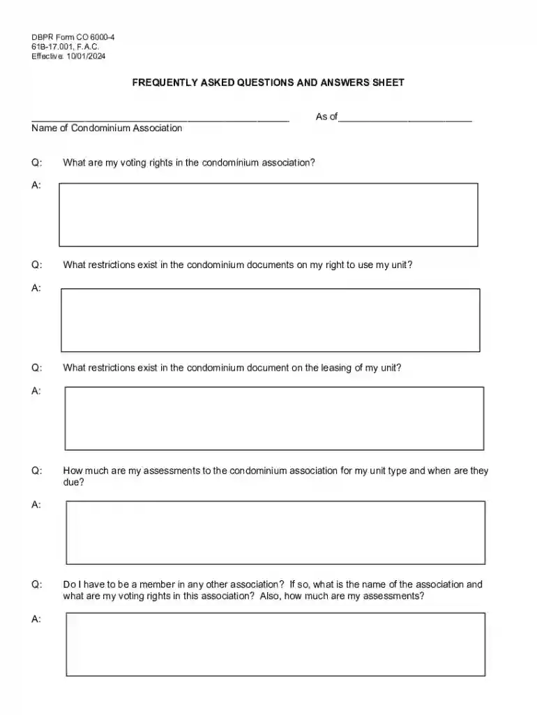 DBPR Form CO 6000-4 Preview on Page 1