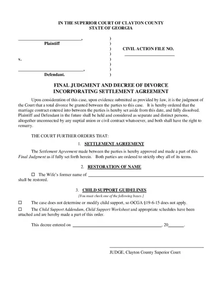 Final Judgement and Decree of Divorce With Minor Children Preview on Page 1