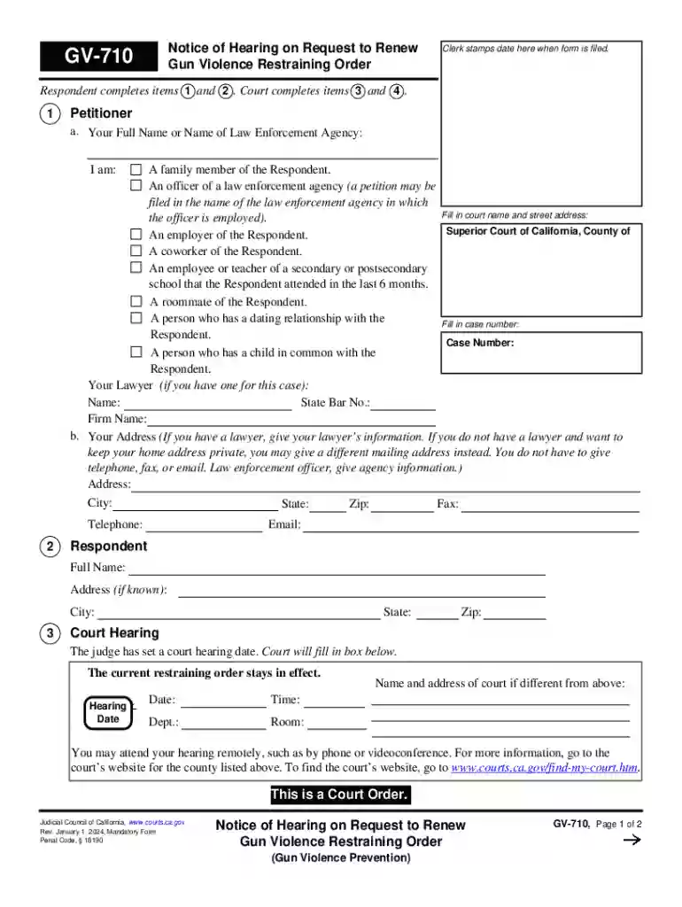 GV-710 Notice of Hearing on Request to Renew Preview on Page 1