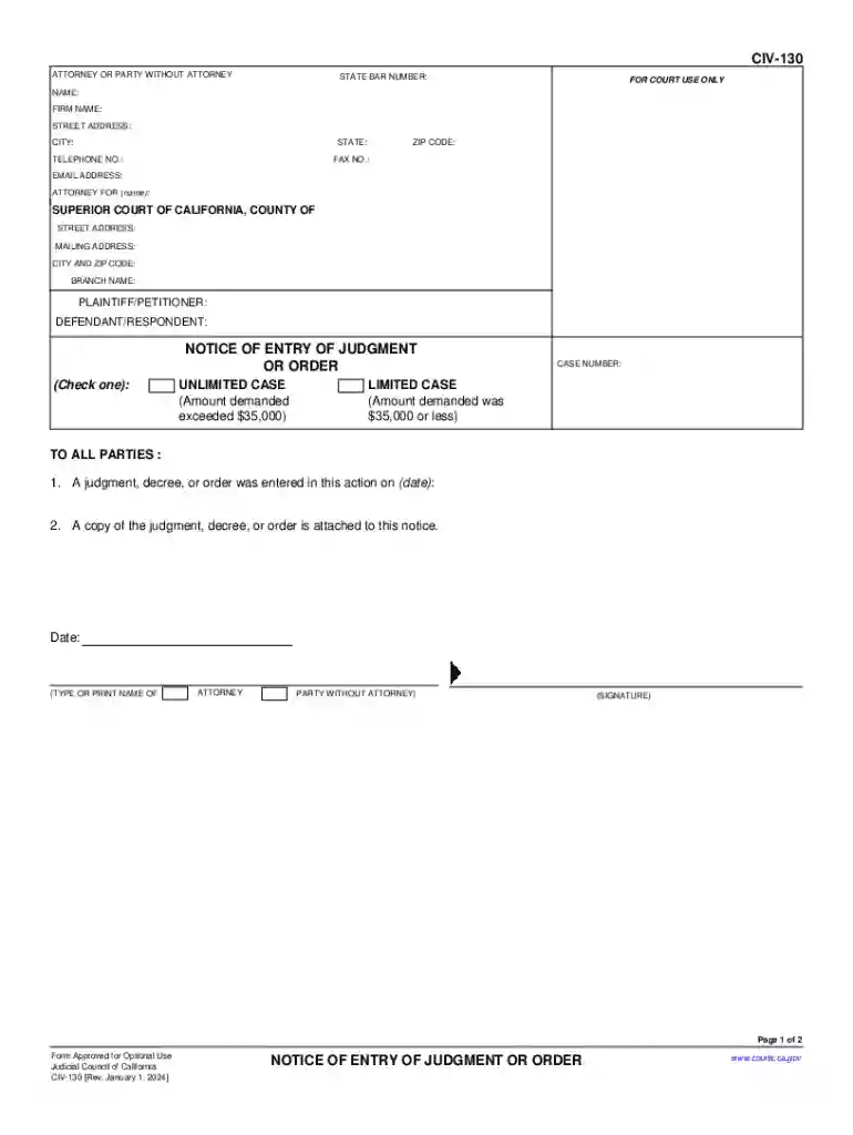 notice of entry of judgment filed Preview on Page 1