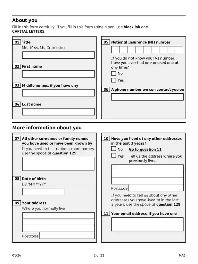 maternity allowance form online Preview on Page 1