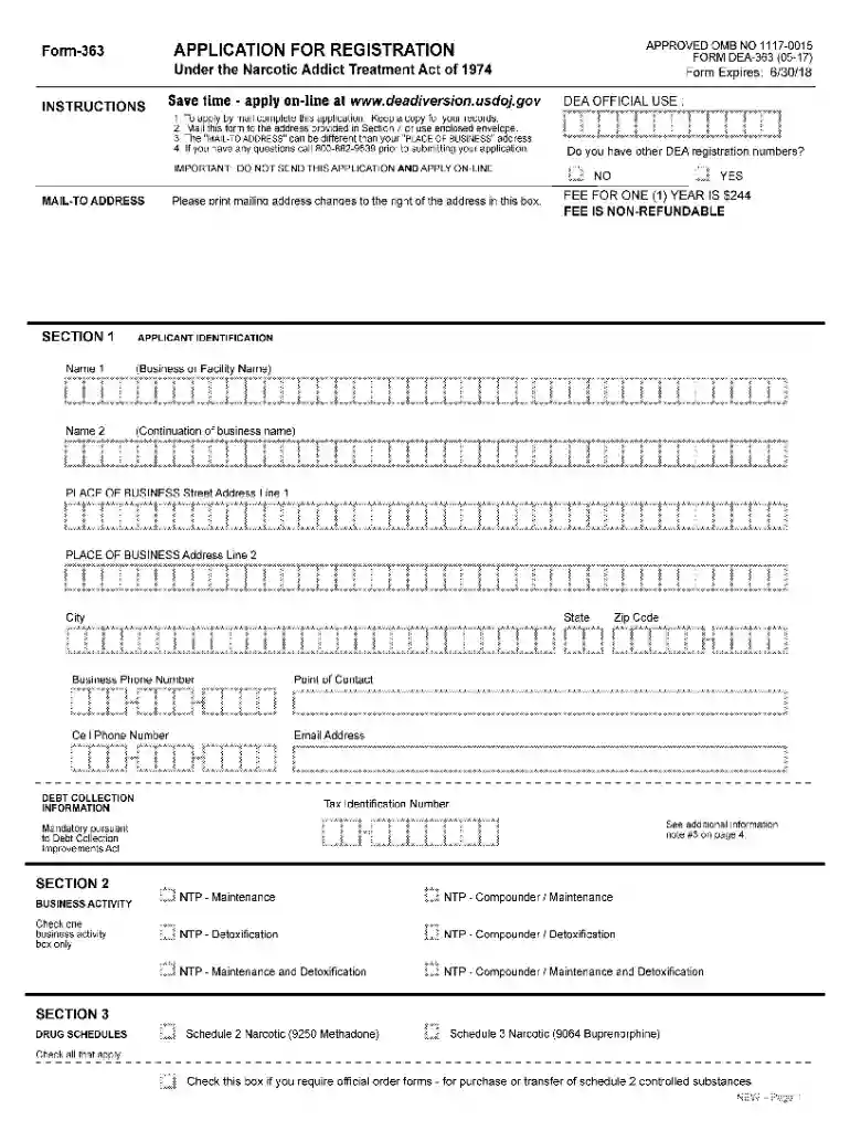 dea 363 form Preview on Page 1