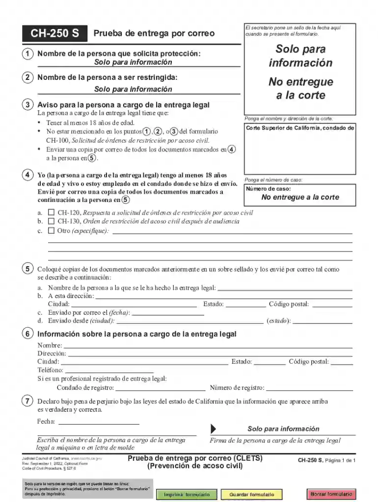 form ch 250 Preview on Page 1
