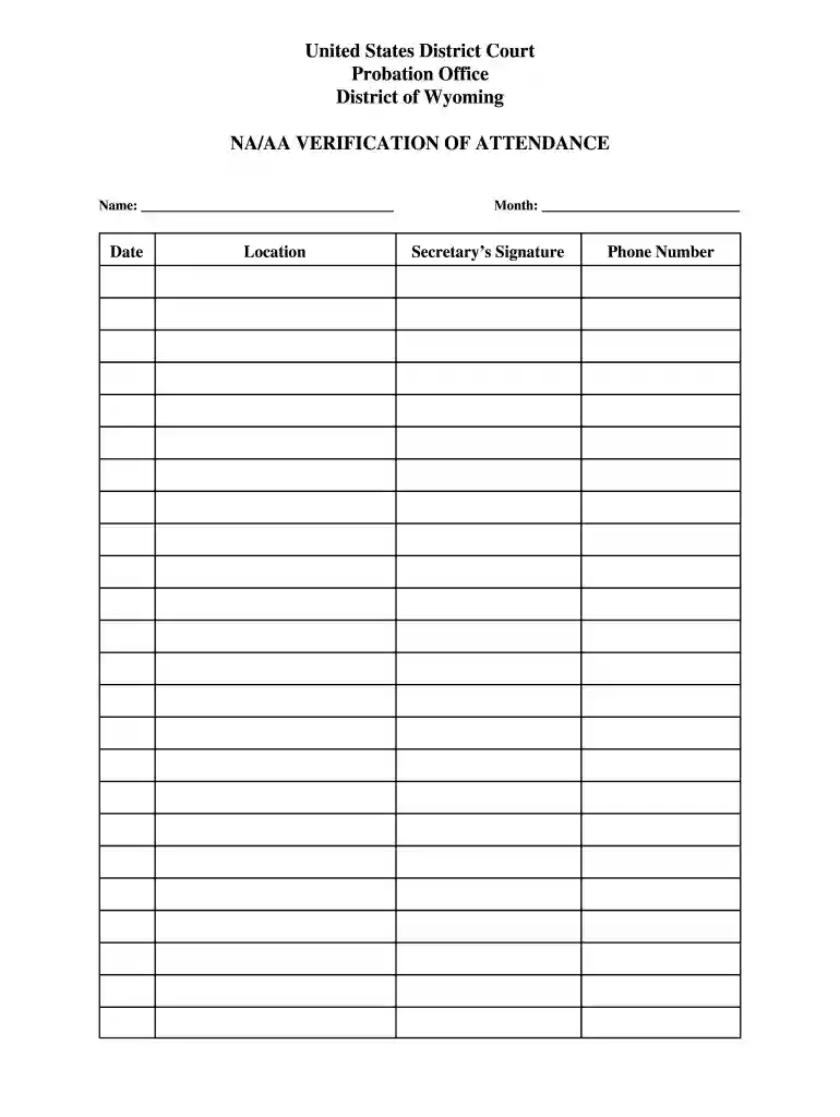 aa sign in sheet Preview on Page 1