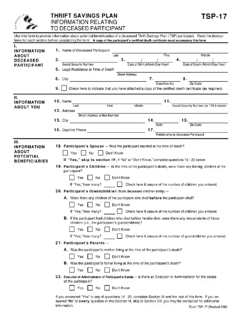 tsp 17 unidentified beneficiary affidavit Preview on Page 1