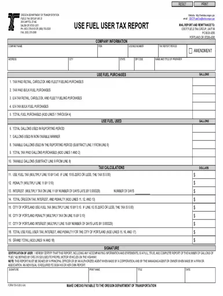 use fuel user tax report form oregon Preview on Page 1