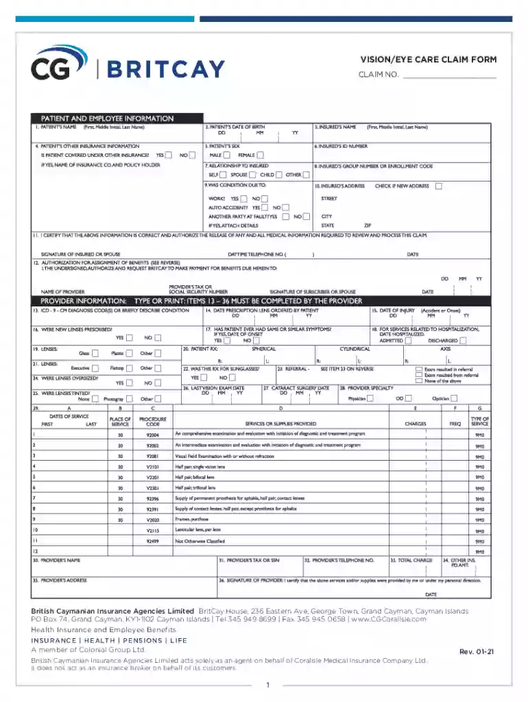 BritCay-Claim-form Preview on Page 1