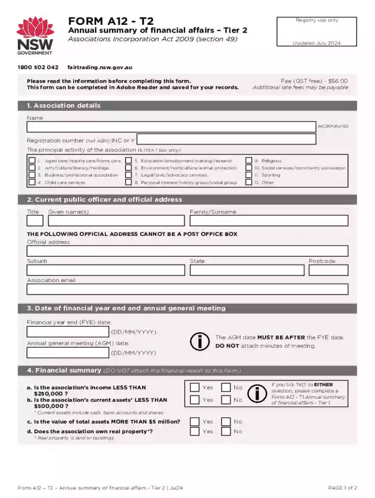 a12 t2 form Preview on Page 1