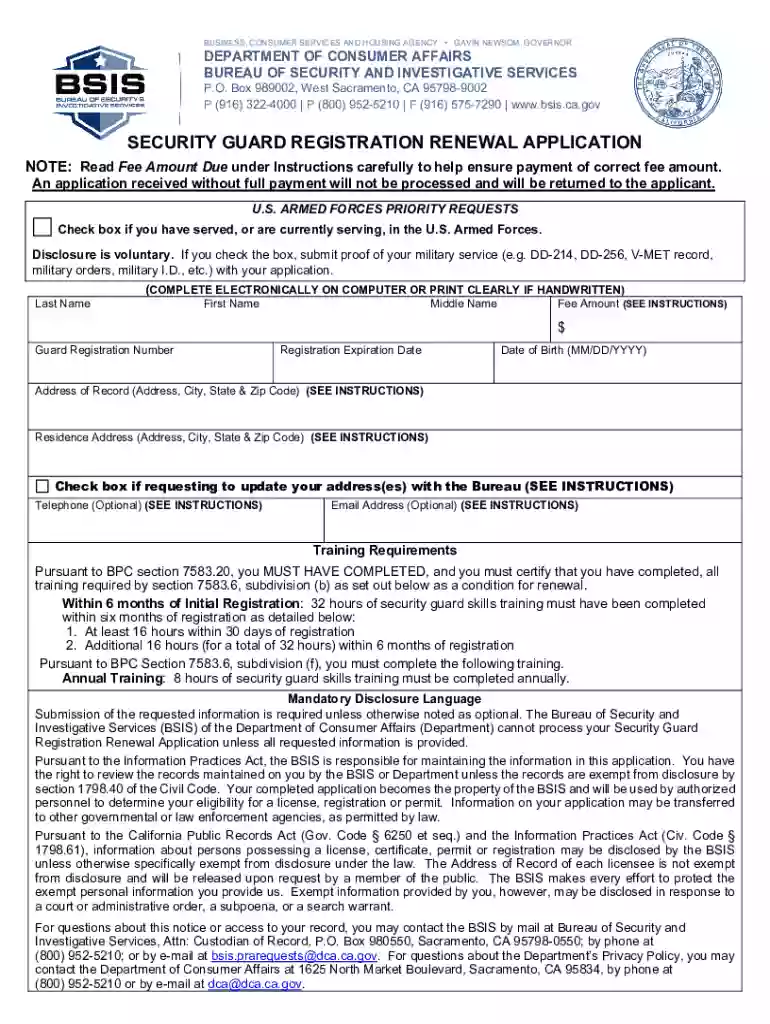 bsis guard card application online Preview on Page 1