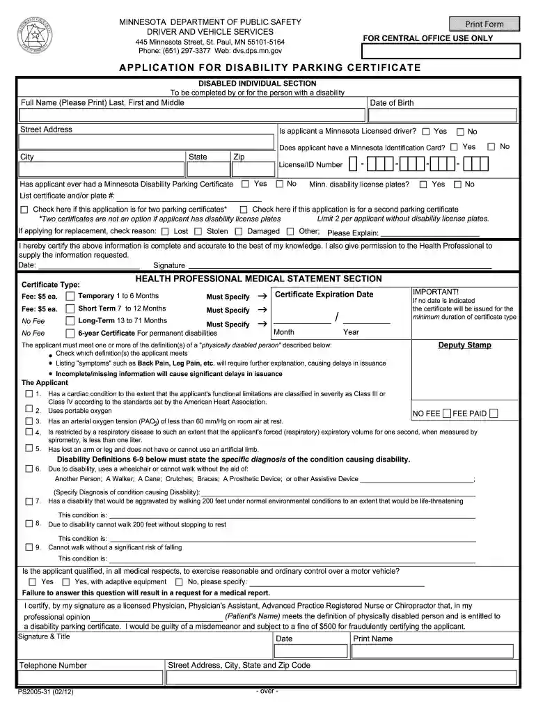 mn handicap parking permit pdf Preview on Page 1
