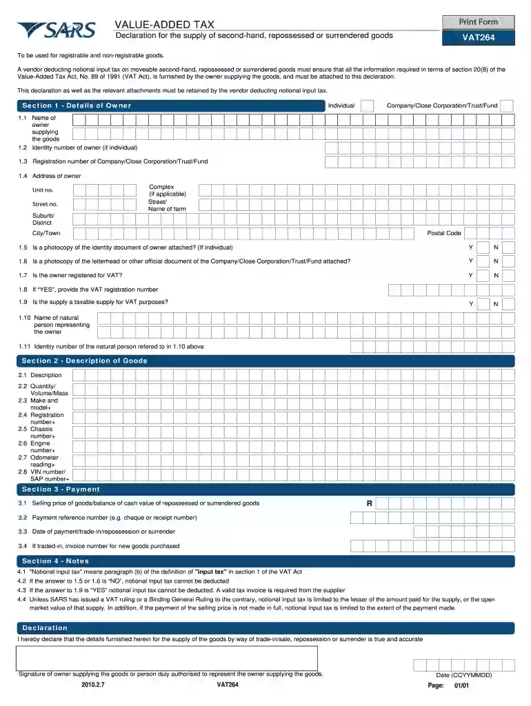 vat 264 form Preview on Page 1