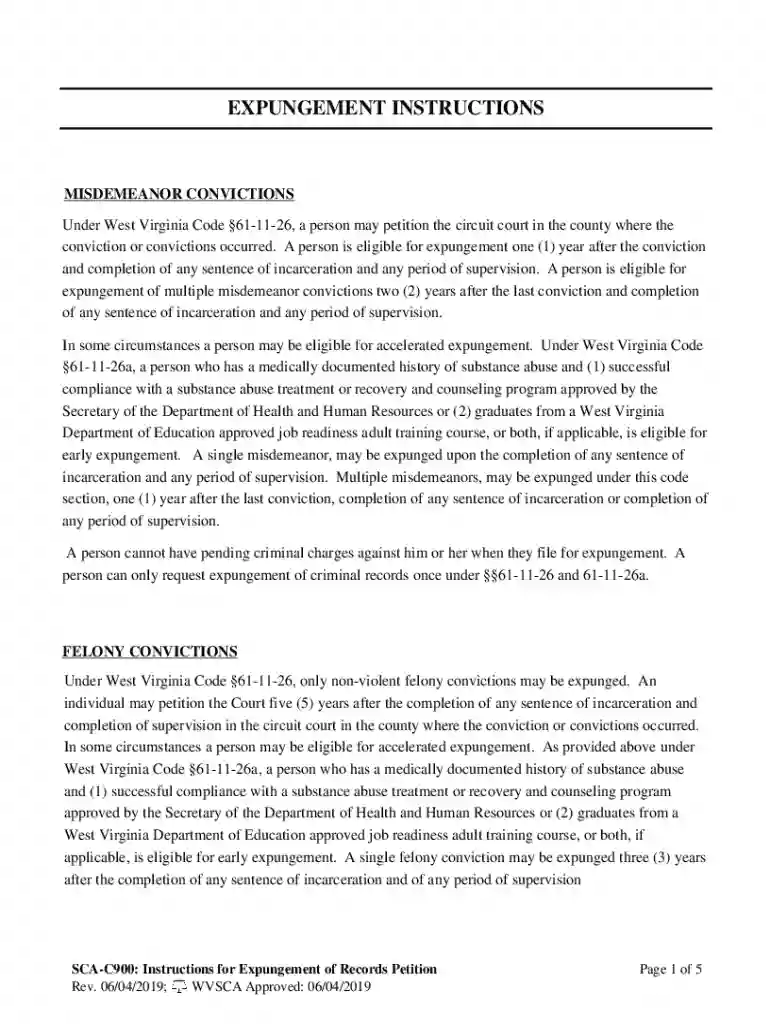wv expungement forms Preview on Page 1