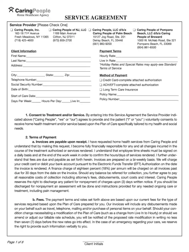 non medical home care client contracts Preview on Page 1