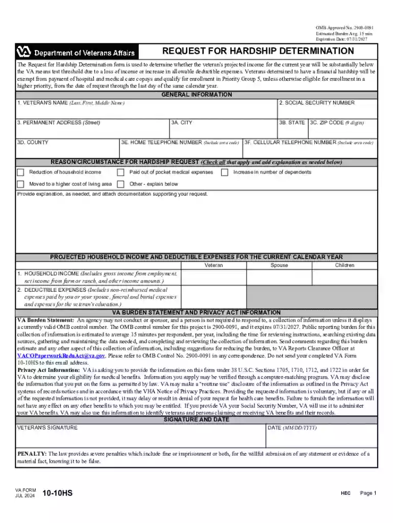 Request for Hardship Determination Preview on Page 1