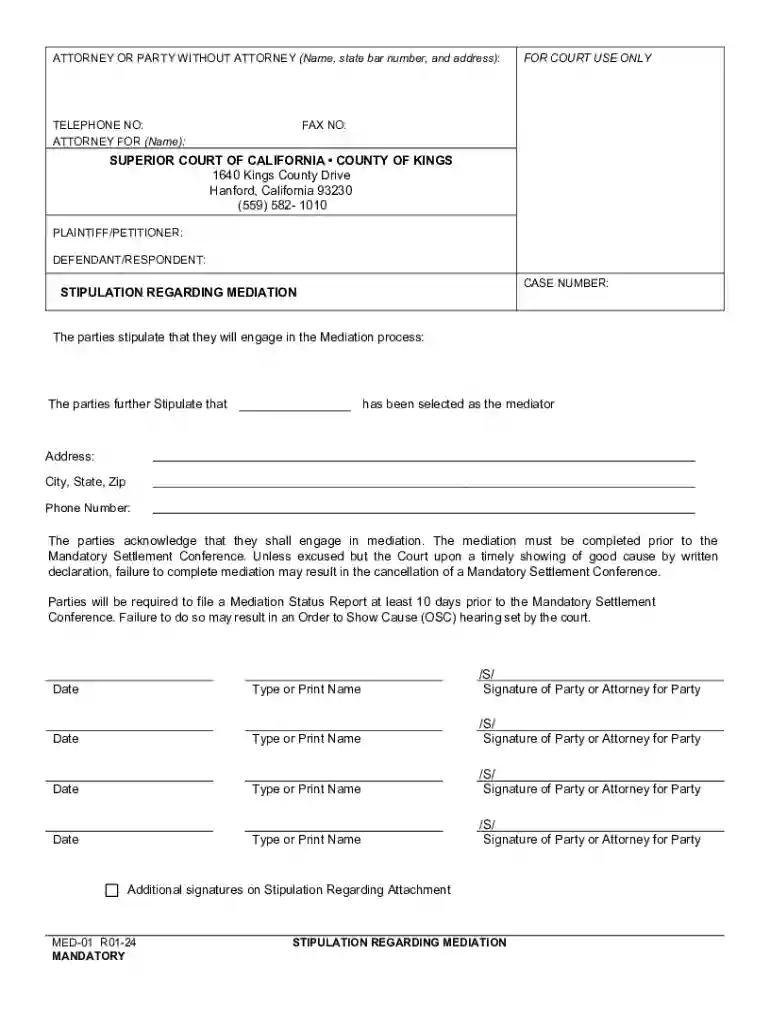 Mediation and ArbitrationSuperior Court of CACounty Preview on Page 1