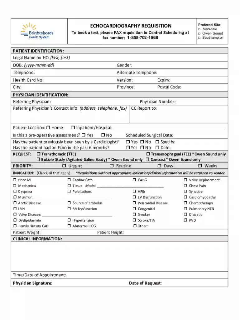 health echocardiography requisition Preview on Page 1