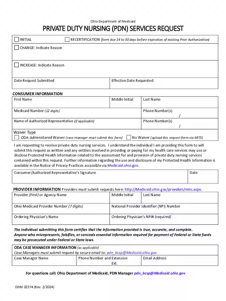 Private Duty Nursing - Ohio Department of Medicaid Preview on Page 1