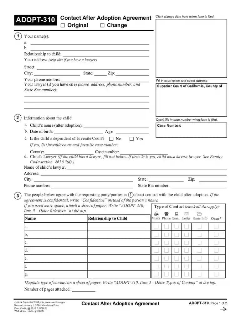 Enforce, Change, End Contact After Adoption Agreement Preview on Page 1