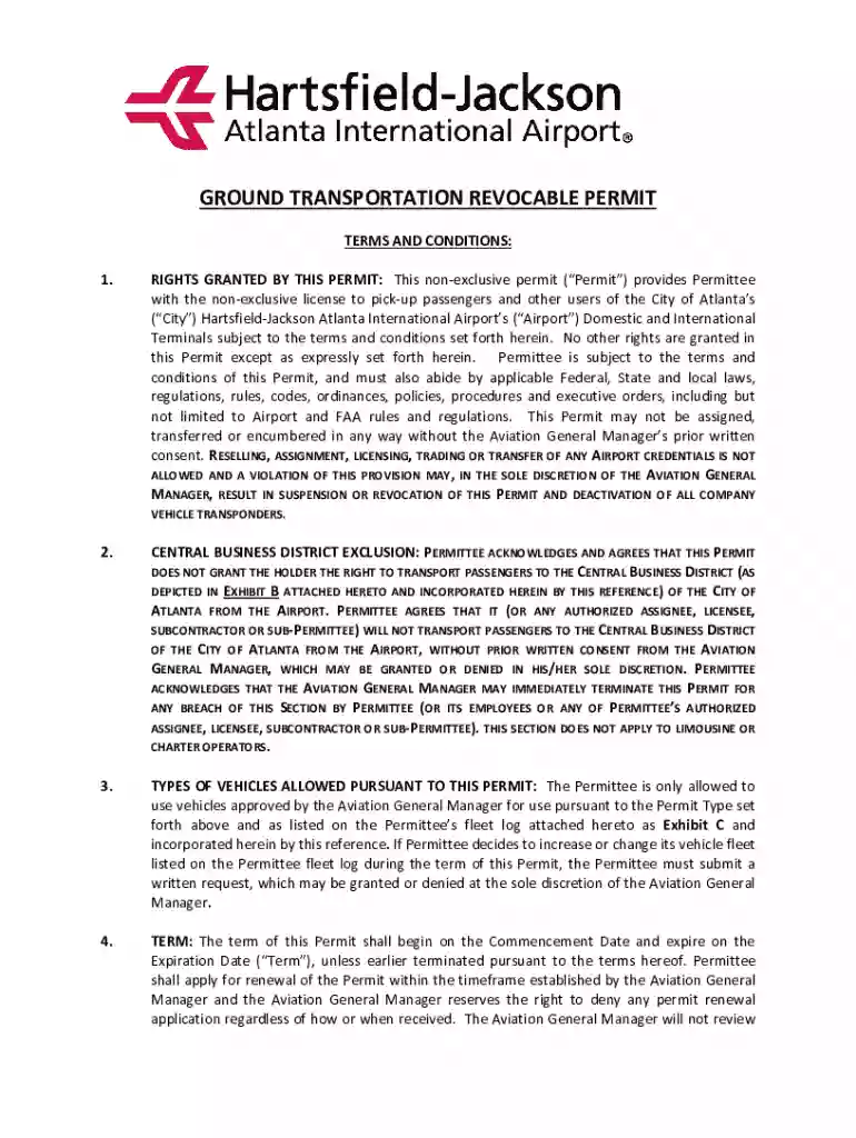 Ground Transportation Revocable Permit Preview on Page 1