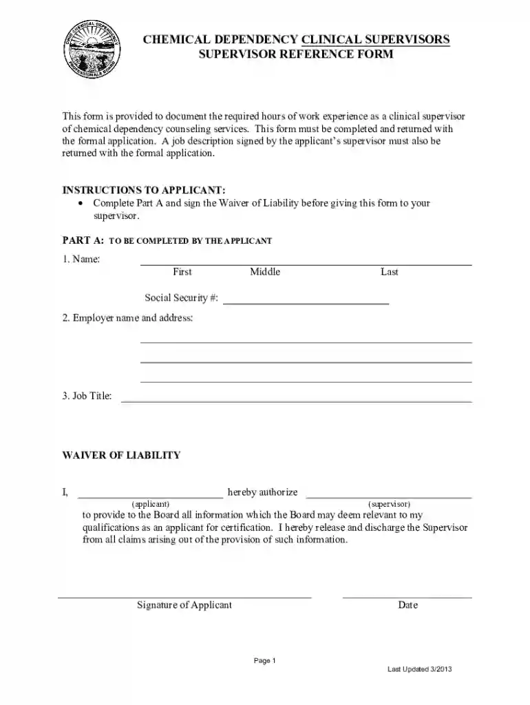 ocdcp supervisor reference form Preview on Page 1