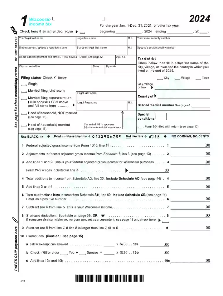 wisconsin tax form 1 Preview on Page 1