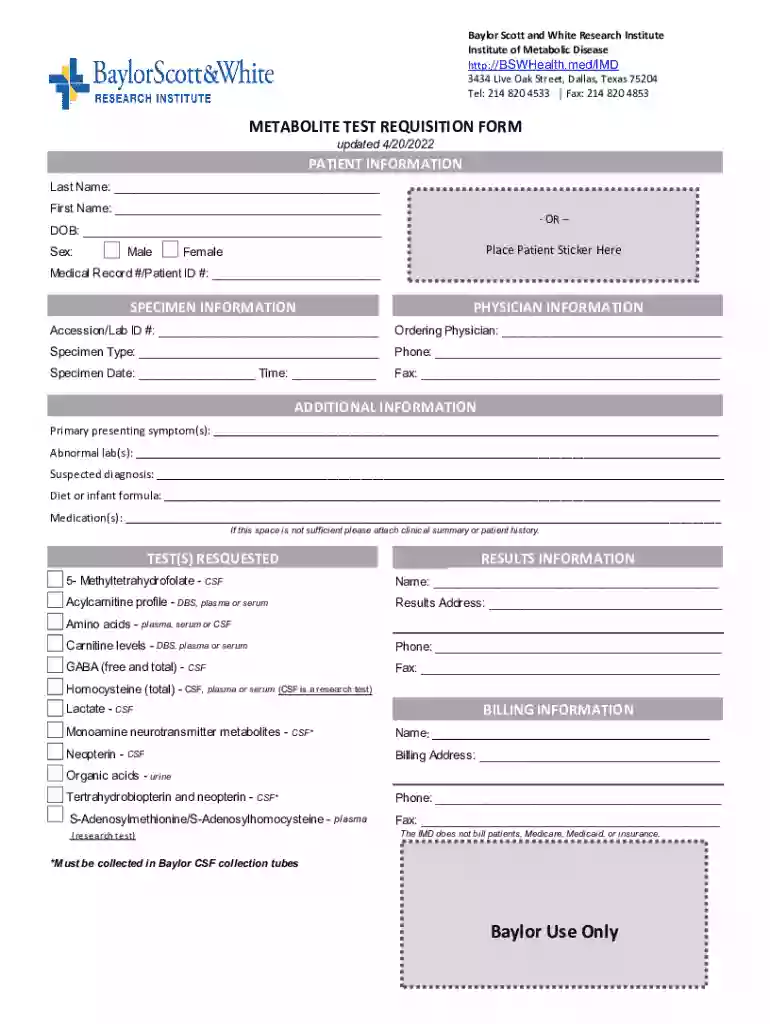 Research DNA Test requisit form Preview on Page 1