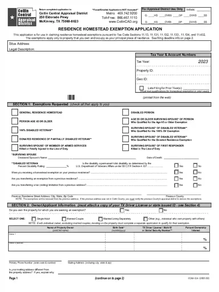 appraisal district residence homestead exemption Preview on Page 1