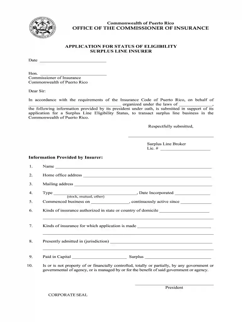 eligibility form puerto Preview on Page 1