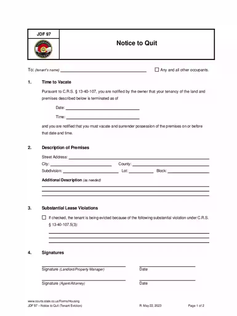 Colorado Notice to Quit Preview on Page 1