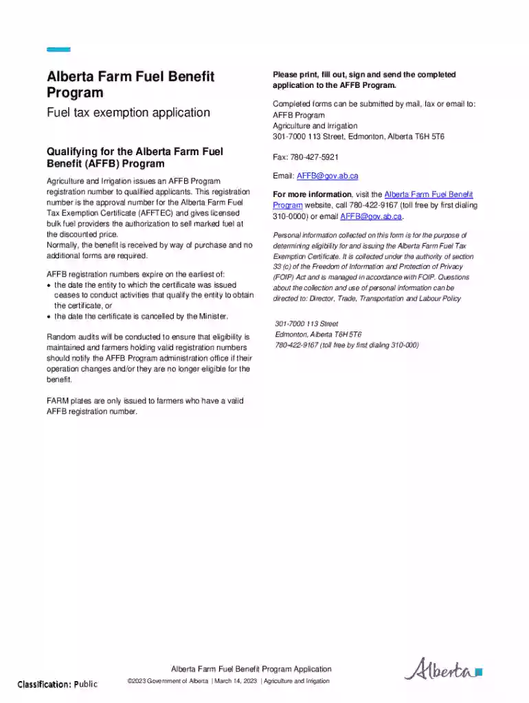 Alberta farm fuel application: Fill out and sign online Preview on Page 1