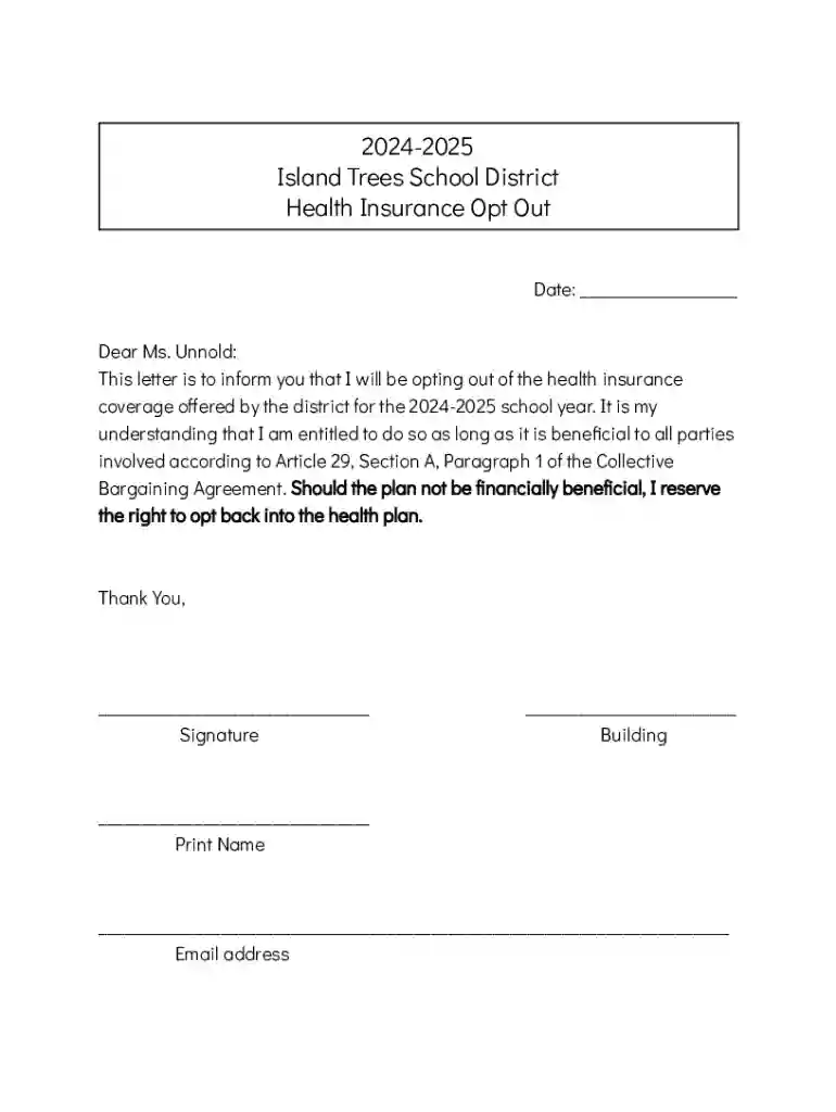 UTIT Medical OPT OUT form Preview on Page 1