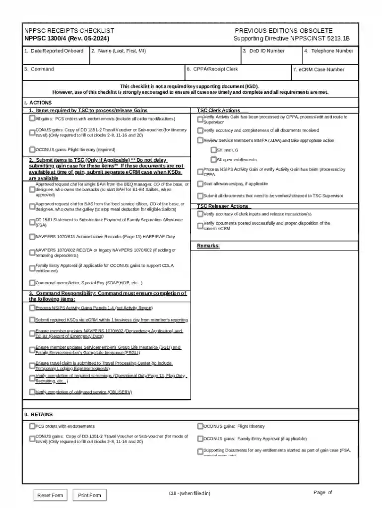 NPPSC RECEIPTS CHECKLIST Preview on Page 1