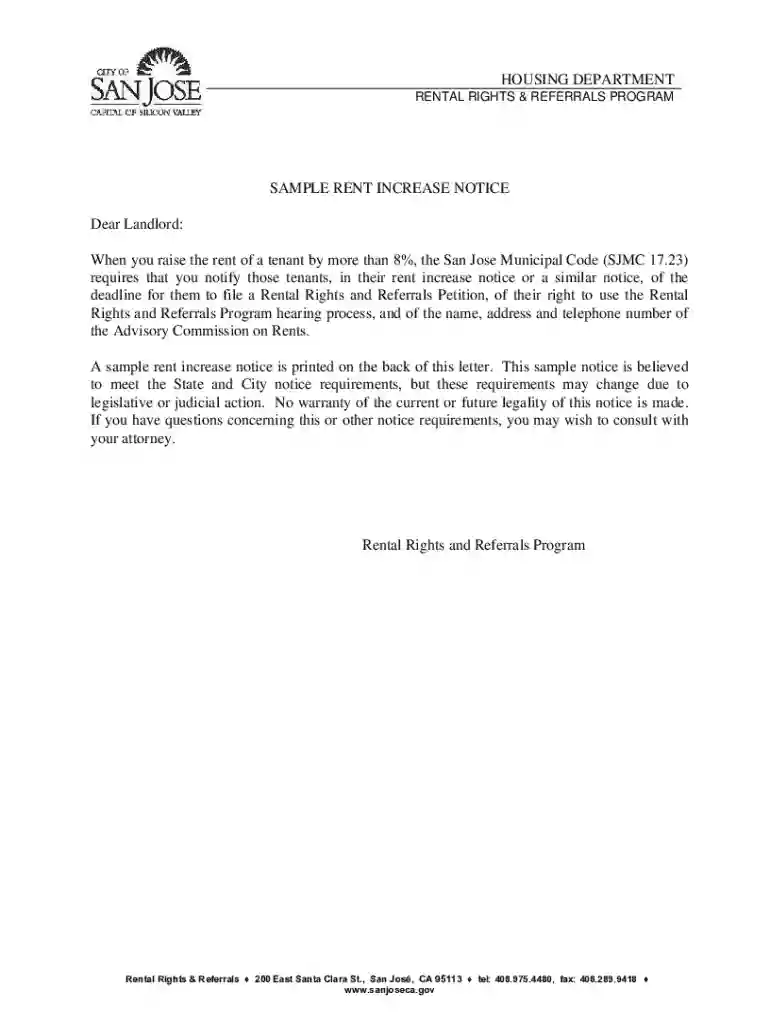 california rent increase notice form Preview on Page 1