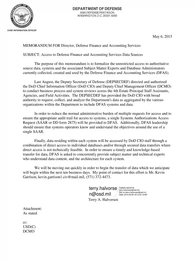 memorandum defense Preview on Page 1