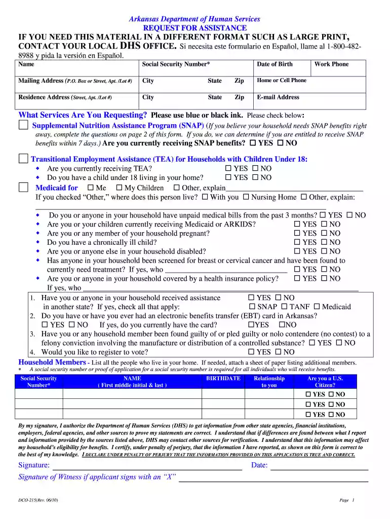 arkansas medicaid application form Preview on Page 1