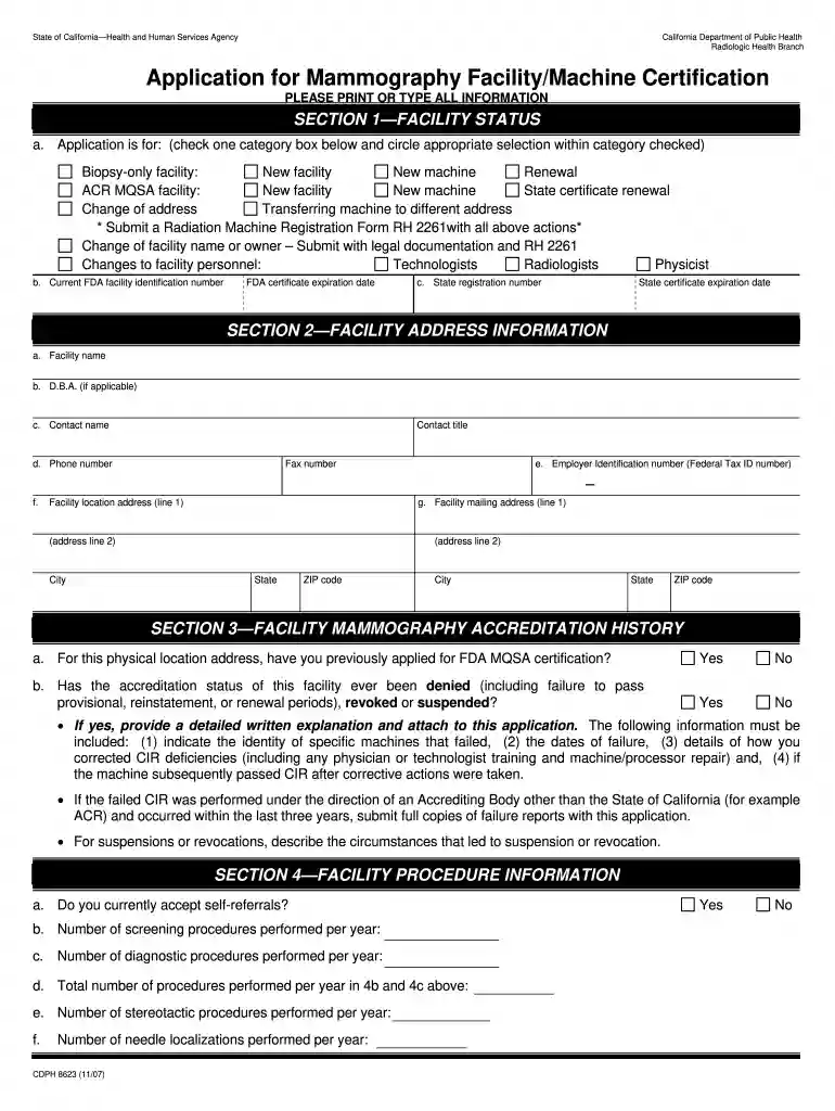 cdph8623 2007 form Preview on Page 1