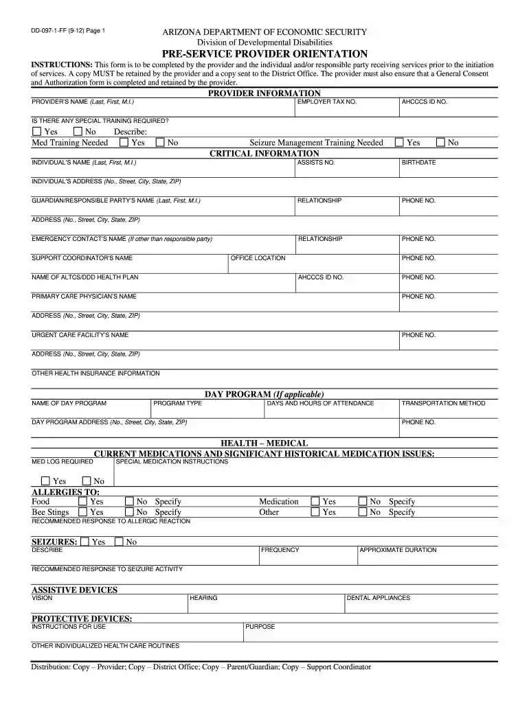 arizona pre service provider Preview on Page 1