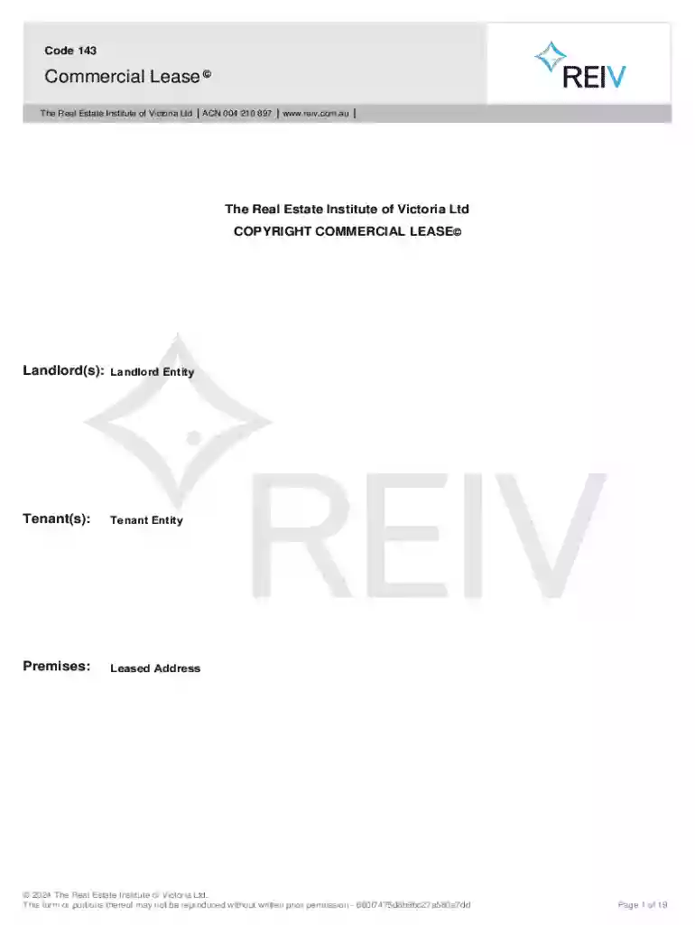 The REIV Commercial Lease Code 143 Pages Preview on Page 1