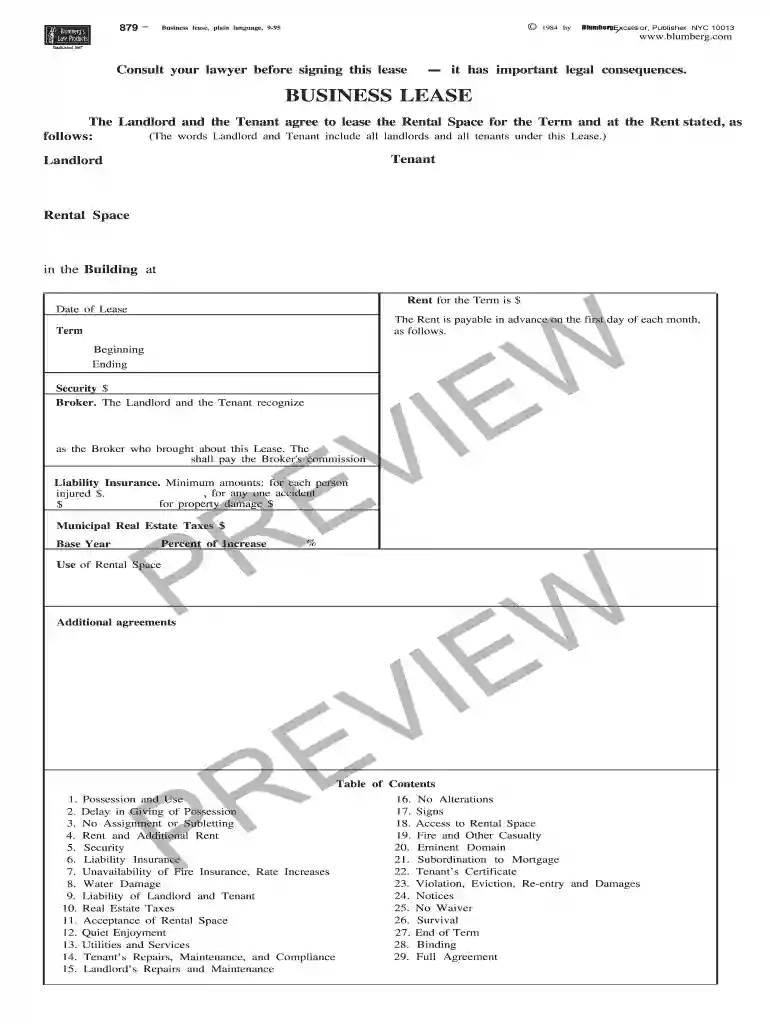 m879 business lease form Preview on Page 1