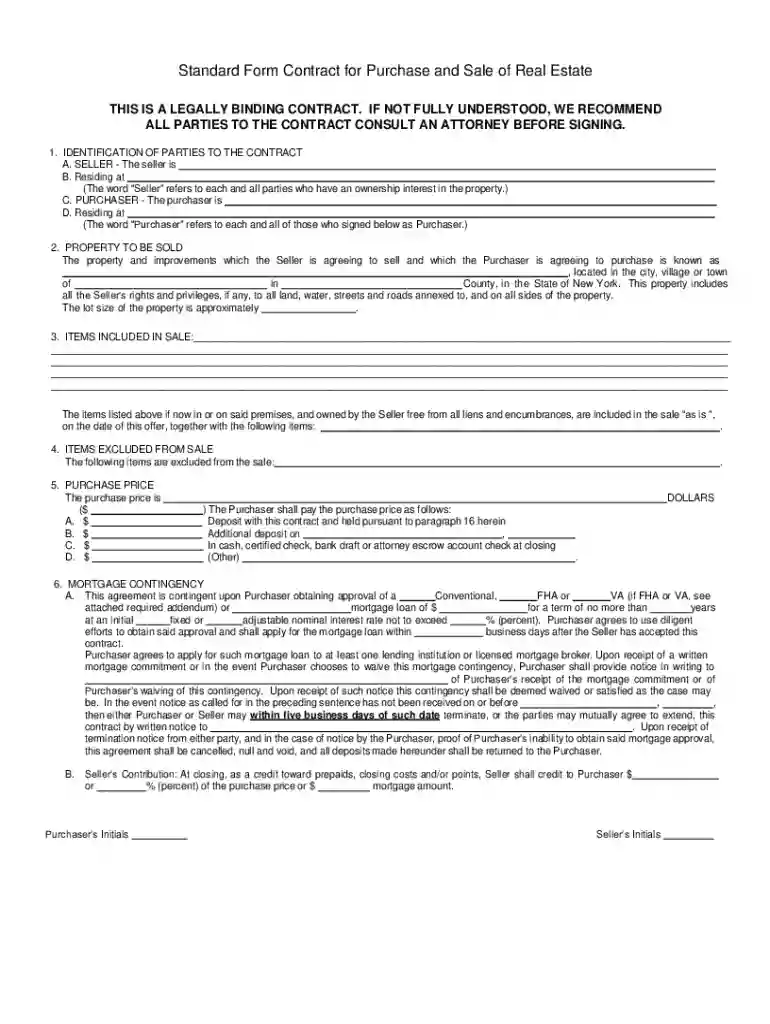 Capital Region Standard Form Contract For Purchase And Preview on Page 1