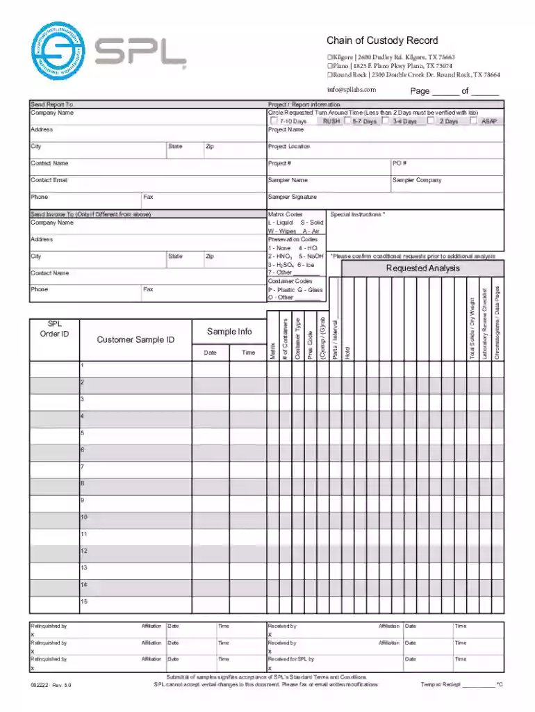 Chain Of Custody 5 0 092222 xlsx - SPL Preview on Page 1